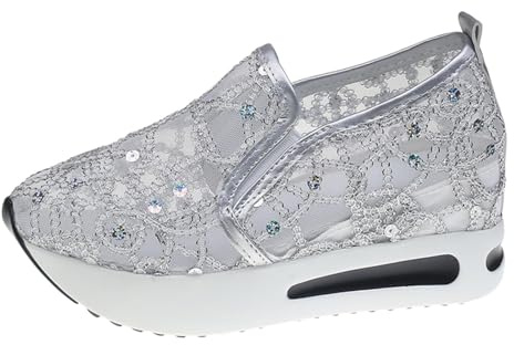 Bastwahl Goldene Schuhe Damen - Karneval Pailletten Stoffschuhe Bequem Rockabilly Sneaker 80Er Leichte Chucks Party Glitzer Kostüm Casual Mode Glitzerschuhe Stiefel Brautschuhe