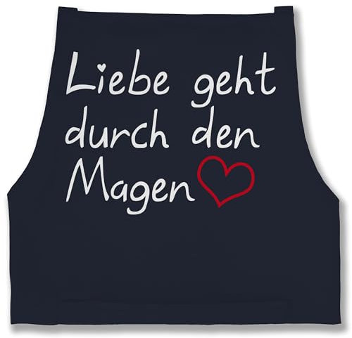 Schürze - Kochschürze lustig - Liebe geht durch den Magen I Geschenk Kochen - 85x69 - Navy Blau - koch männerschürzen küchen backschürze küche apron spruch fartuch kuchenny sprüche schürzen