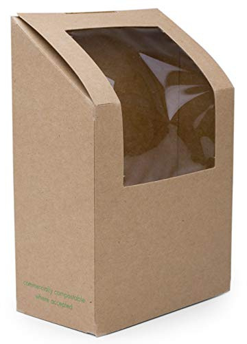 Vegware Kraft Tortilla & Wrap Takeaway Box - 1x500 | Ideal for takeaway service and commercial catering. Showcases contents clearly while keeping food protected and secure.