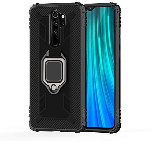 TANYO Funda Adecuado para OPPO Realme X2 Pro, TPU Silicona Reforzadas Armor Carcasa, Tough Robusta Armadura Estuche con 360° Magnético Anillo Soporte, Negro
