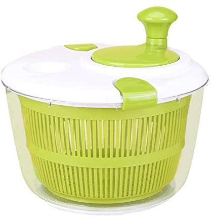 KMAKII Salad Spinner - Salad Washer, 5L Salad Dryer Salad Spinners with Vegetable Washing Basket, Household Fruit Dehydrator Drainer, Manual Salad Washer for Kitchen,Green