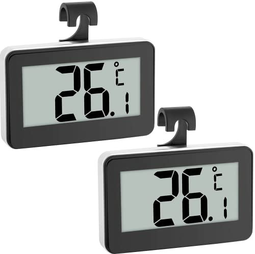 Suplong Kühlschrankthermometer, Digitale Thermometer kühlschrank Mit Gefrierfach Gut Lesbarem LCD-Anzeige Lesen Perfekt für Lnnen/Außen/Home/Restaurants/Bars/Cafés(Schwarz-2)