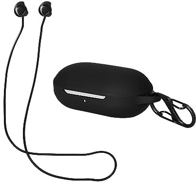 kwmobile Case & Strap Compatible with Samsung Galaxy Buds/Buds Plus Case - Cover & Cord Holder Set - Black/Black