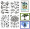 GLOBLELAND 4 Blatt Transparente Stempel Mit Pflanzen Bäumen Für Die Kartenherstellung Blumen-Silhouette Silikon Siegel Für DIY Scrapbooking