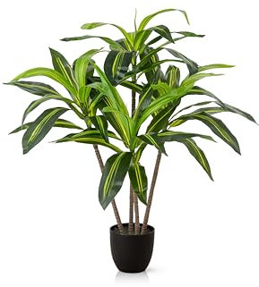 PASCH® Grand palmier dragon artificiel (100 cm), durable et réaliste - Plantes artificielles réalistes - Grandes plantes artificielles - Palmier artificiel pour une ambiance naturelle