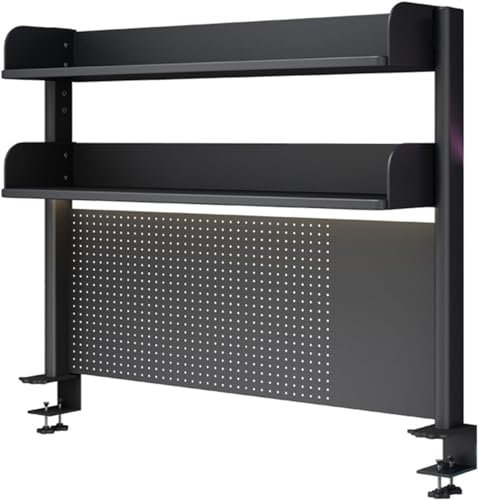 Clamp On Desk Organizer Shelf, Desk Extender Pegboard Workstation,Computer Desk Accessories for Office, Privacy Panel for Gaming Desk,Clamp-on 23.6/31.5/39.3in Desktop Shelving System, Black (Size :