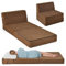 GOPLUS Bodensofa mit Schlaffunktion, 3 in 1 Klappbares Sofabett, Bodenmatratze aus Schaumstoff mit abnehmbarem Bezug, Klappsofa Schlafsessel für Wohnzimmer (Braun)