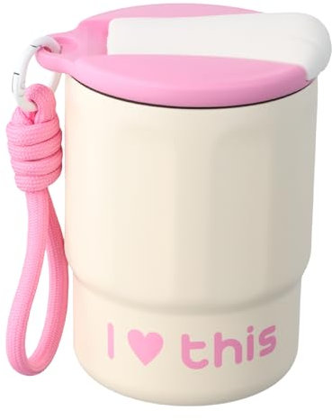 Litinliv 400ml Thermobecher Isolierbecher Kaffeebecher, Travel Mug Edelstahl, Reisebecher mit Deckel, Reisebecher mit Deckel Edelstahl, Auto Becher für Heißes und Kaltes Wasser Kaffee Tee (Beige)