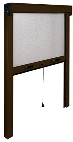 eacommerce - Zanzariera Verticale a Rullo in Fibra di Vetro e Telaio Alluminio | Avvolgimento Automatico con Rallentatore | Facile Installazione, Marrone RAL 8017, 120x250H cm