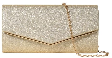KBRPEY Damen Clutch Elegant Glänzende Pailletten Abendtasche mit Abnehmbarer Kette Kleine Crossbody-Taschen Geldbörse Unterarmtasche für Zeremonie Hochzeit Party Abschlussball