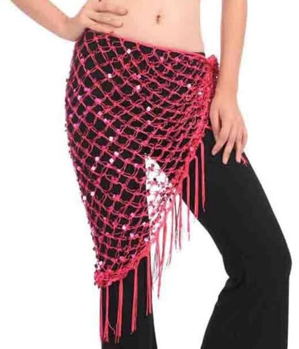 UGLYAF Dreieckstuch Bauchtanz Kostüm Hip(Hot pink)