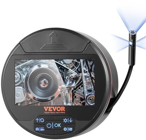 VEVOR Endoskopkamera mit Dreifachobjektiv, Inspektionskamera mit 4,3-Zoll-IPS-Bildschirm mit 8 + 2 Lichtern, IP67 wasserdichtes Endoskop für Automobile, Sanitär (inkl. 5 m Kabel, 32 GB Karte)