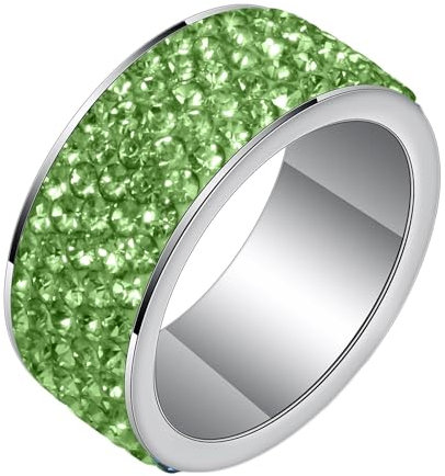 Skcess Männer Ringe Grün, Rings Edelstahl 8mm Rund mit Zirkonia Grün Ring 50 (15.9)