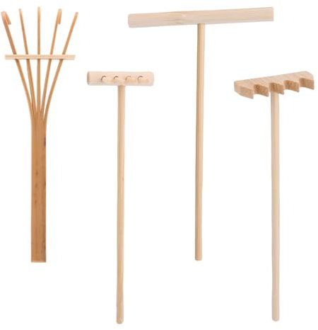 Zen Garten Harken Set, Inklusive 4 Stilen Zen Rechen Mini-Tischplatte Stein Sand Zen-Garten-Zubehör Mini-Rechen Stempelwerkzeuge für Zuhause Geschenk Tischdekoration