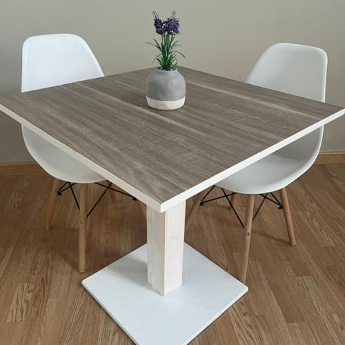 Generico Bistrotisch quadratisch mit Mittelfuß 60/70/80 cm verschiedene Farben (Eiche Capri WR01, 80 x 80)
