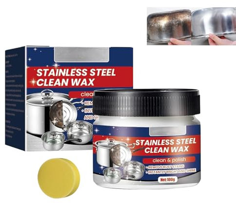 Bavooty CrèMe Nettoyante Plaques Cuisson,Pâte de Nettoyage pour Acier Inoxydable,Pots de Cire de Nettoyage 3 en 1 pour Un Nettoyage Efficace Dissout La Graisse Et Les ImpuretéS