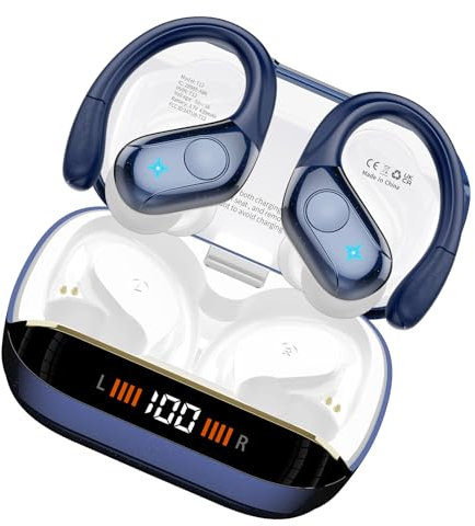 Ecouteurs Bluetooth sans Fil, Ecouteur Bluetooth 5.4 Stéréo avec ENC Réduction de Bruit Mic, 75H de Lecture Oreillette IP7 Étanches Casque sans Fil pour Sport et Running, Bleu Marine