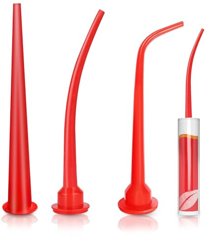 3PCS Caulking Gun Nozzles, 29cm Long Curved Caulk Nozzles Plastic Cones Nozzle Caulking Nozzle Applicator for Construction Sealing Seams Installing Glass (1 Straight+2 Curved)