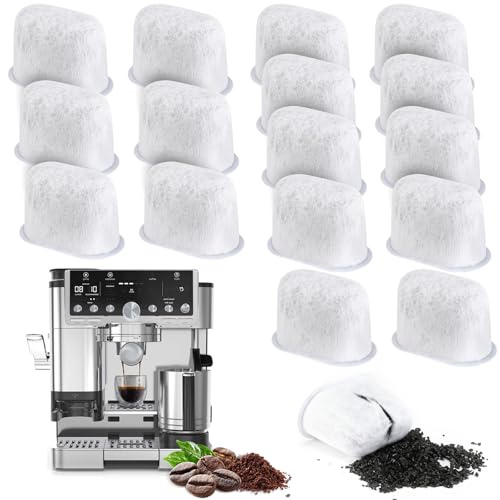 Exsink Lot de 16 Filtres à Eau pour Accessoires Ninja Luxe Cafe, Charbon Actif Filtre à Eau de Rechange Absorbe Efficacement les Impuretés Compatible Ninja avec les Cafetières
