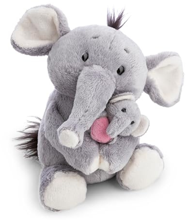 NICI Kuscheltier Elefant 20cm mit Elefantenkind 6cm - grau - Stofftier aus weichem Plüsch, niedliches Plüschtier zum Kuscheln und Spielen, für Kinder & Erwachsene, tolle Geschenkidee - 62842