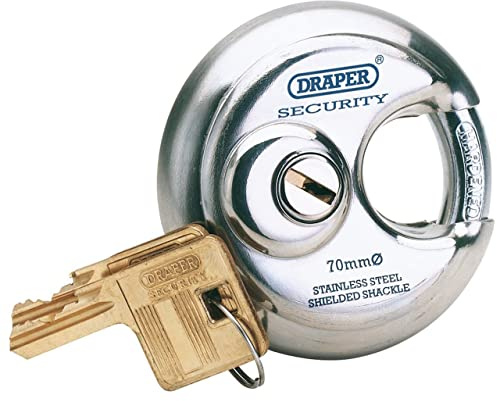 Draper 64209 Shielded Shackle S/S Padlock, Blue, 70 mm