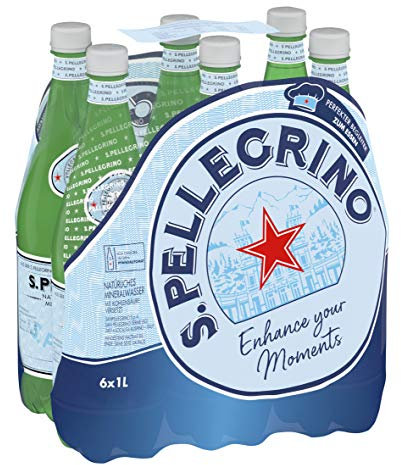 Sanpellegrino Mineralwasser, Natürliches Mineralwasser aus den Lombardischen Alpen, 6er Pack (6 x 1L) PET Einweg-Flaschen