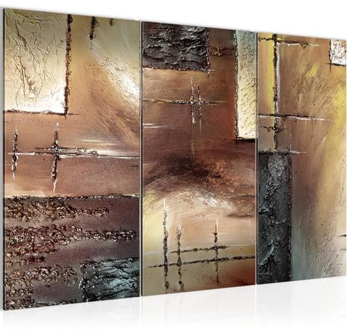 Runa Art Abstrait Peinture Tableau Salon XXL Beige Marron 120 x 80 cm 3 Parties Decoration Murale 100931b