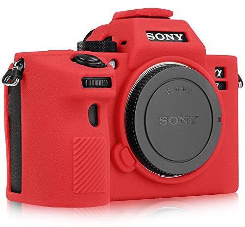 STSEETOP Camera Case Compatible with Sony A7III A7RIII Sony ILCE-7RIII A73 A7R3 - Protective Silicone DSLR Skin Cover, Detachable Cage, Shockproof, Dustproof(Red)