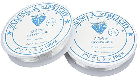 SENZEAL 2 x Nylon Thread Clear Jewellery Beading Wire Elastic Stretchy for Jewellery Making Bracelet Necklace Craft Beads Line DIY String 0.5mm in Diameter 18m/roll White