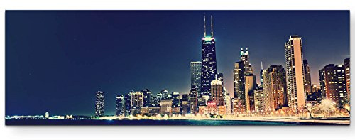 Paul Sinus Art Leinwandbilder | Bilder Leinwand 120x40cm Skyline Chicago