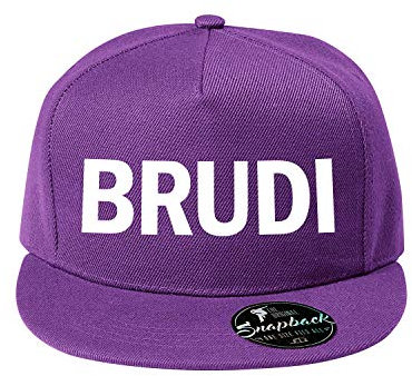 OwnDesigner Baumwolle Baseball Cap, BRUDI Basecap - Unisex Baseball Kappen, Baseball Mützen für Draussen, Sport oder auf Reisen (407-Cap5P-9Lila)
