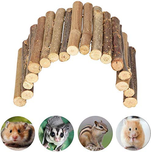 Wooden Ladder Hamster Chew Bridge Toy Reptile Hiding House Fence Habitat Decor for Reptile Lizard Tortoise Hedgehog Mice Gerbils(Medium)
