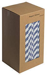 We Can Source It Ltd - Dark Blue & White Striped Paper Straws - Biodegradable - for Cocktails, Tumblers - Drinking, Birthday Party, Christmas Party Straws - 8inch/200mm - 500pc (2 Boxes)