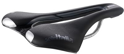 Selle Italia SLR Boost Gravel TI 316 Superflow – Gravel-Fahrradsattel, bequem mit Gel, Superflow Loch, Hi-Viz Einsätze – Größe L3, Schwarz