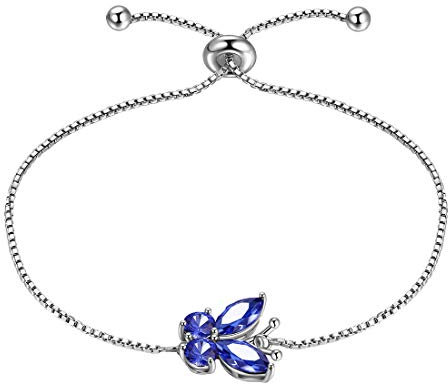 Aurora Tears Schmetterling verstellbare Armband 925 Sterling Silber Juni Birthstone Blue Alexandrite Eröffnung Armband Tiere Schmuck Geschenk für Frauen und Mädchen DB0111U