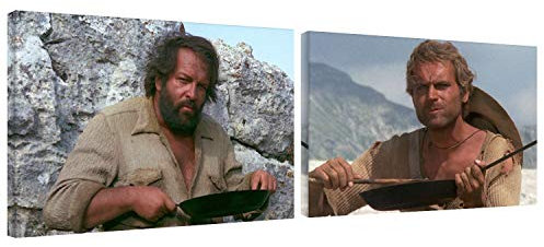 Terence Hill und Bud Spencer - Beans Dinner - Leinwand Set 2 Stk. (2x60x40cm)