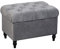 HomeHarmony®Velvet Ottoman Chair Storage Stool Seat Footrest Footstool With Rustic Look Feet (Silver)