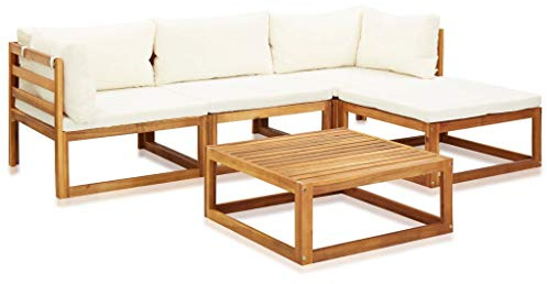 Festnight 5-TLG. Garten-Lounge-Set mit Auflagen Massivholz Akazie Sofagarnitur Gartenmöbel Sofa Sitzgruppe