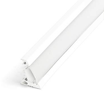 DQ-PP LED ALUMINIUM PROFIL | Corner 30 Grad | 2m | alu-eloxiert | milchglas Abdeckung | ohne Klammern und 2 Endkappen | Alu Schiene Leiste für LED-Streifen