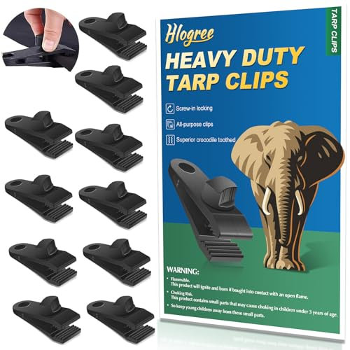 Hlogree 40PCS Heavy Duty Lock Grip Tarp Clips - Tent & Awning Tarp Hold Down Clips with Locking Thumb Screw for Canopy Outdoor