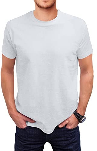 Love My Fashions Men's Round Neck Short Sleeves Plain T-Shirt Heather Grey