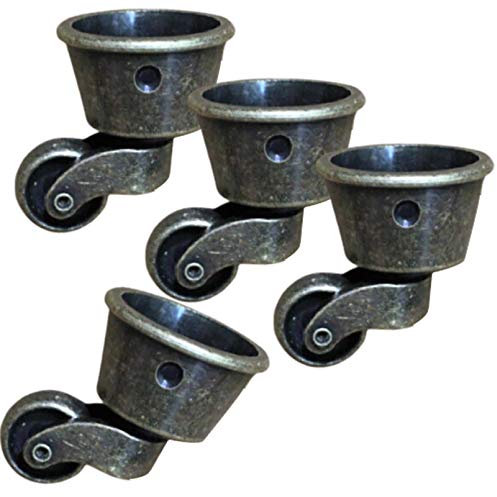 ZHUOZ1T Lot de 4 roulettes Pivotantes,Conception en Ancien,roulettes à Tasse Ronde,roulettes de Meubles de Chaise de Canapé,Roulette Pivotante en Matériau en Alliage,pour Table Pieds de Piano