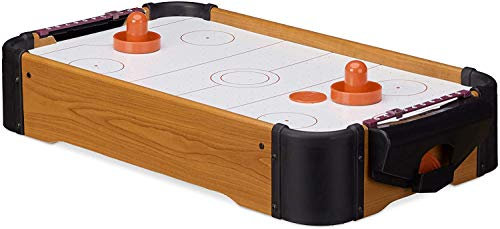 Table Air Hockey Pack Complet avec 2 Palets Et 2 Poignées Dimensions 10x56x31cm Mini Jeu d'Arcade avec Propulsion Flux d'air Facile à Déplacer