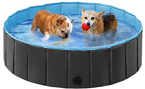 Yaheetech Hundepool für Hunde, Swimmingpool 100/120/140/160 x 30 cm, Hund Planschbecken Schwimmbecken, Faltbarer Pool Badewanne Wasserbecken, Klappbares Haustier-Duschbecken