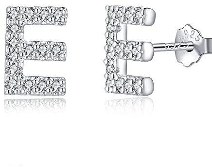 Buchstabe Ohrringe Silber 925, Initiale E Kleine Ohrringe für Mädchen Damen Geburtstag
