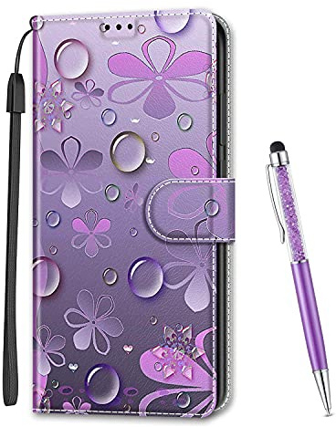 MadBee Kompatibel mit Huawei Y5 2019 / Honor 8S Hülle, Leder Handyhülle Tasche Schutzhülle Brieftasche Klapphülle Ständer und Kartensteckplätze Hülle für Huawei Y5 2019 / Honor 8S (Wassertropfen B)