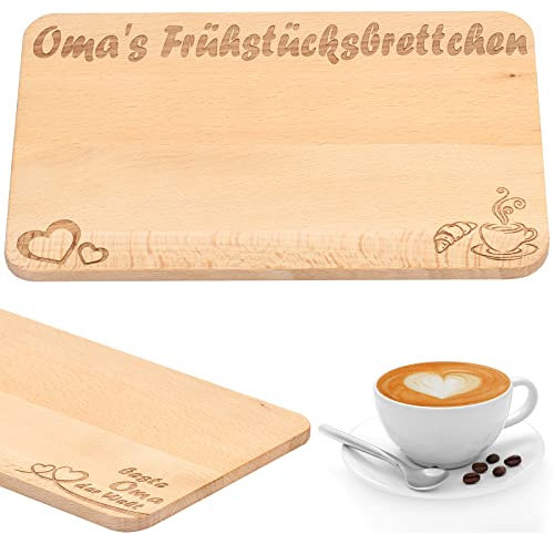 LOOPES Oma Geschenk Weihnachten Oma Frühstücksbrettchen Oma Geschenke Großmutter Holz Frühstücksbrett Beste Oma Geschenke für Oma Großeltern Weihnachten Geburtstag Muttertag Geschenk