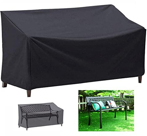 LCGOD Housse de Banc de Jardin Extérieur, Housse de Protection pour Canapé 2 Places Imperméable, Coupe-Vent, Anti-UV, 600D Oxford Housse de Siège de Banc de Patio (147x83x78/55cm)
