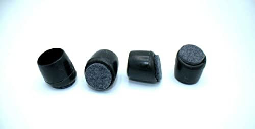 4 Abdeckkappen Stuhlgleiter für runde Rohre, schräg mit Filz, Kunststoff, Schwarz (16mm, Schräge 15 Grad)