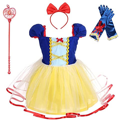 Lito Angels Prinzessin Schneewittchen Kleid mit Zubehör für Baby Mädchen, Party Kostüm Verkleidung Geburtstagskleid, Größe 6-12 Monate 74 80